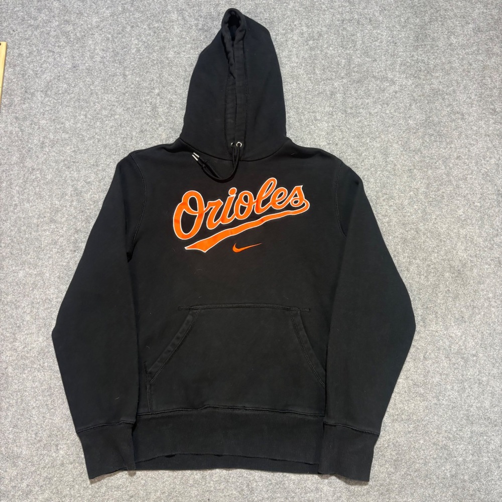 Nike Baltimore Orioles MLB Hoodie Mens Medium Black Orange Pullover Sweatshirt